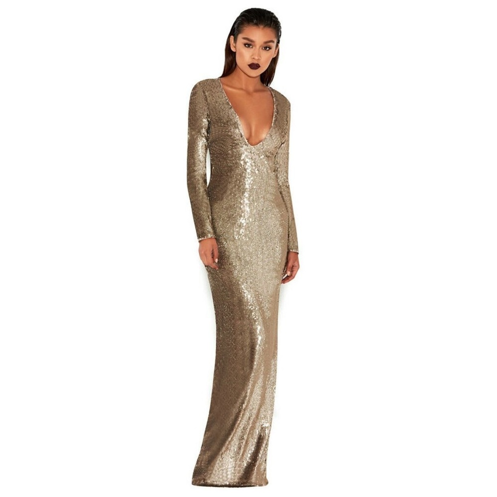 House of CB Gold Sequin Gown